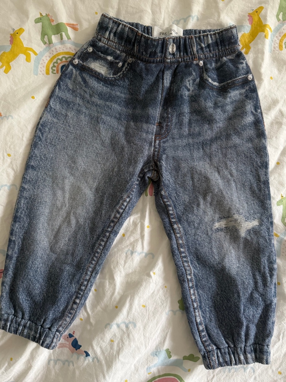 rag & bone Mini Miramar Kids Denim Print Joggers 2Y 2T Blue
